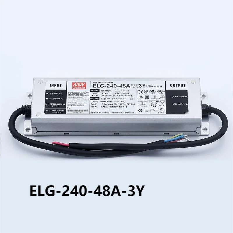MeanWell ELG-240-48A-3Y 24V 36V 42V 48V 54V 240W IP67 LED Driver Power Supply For Street Lighting with PFC Function
