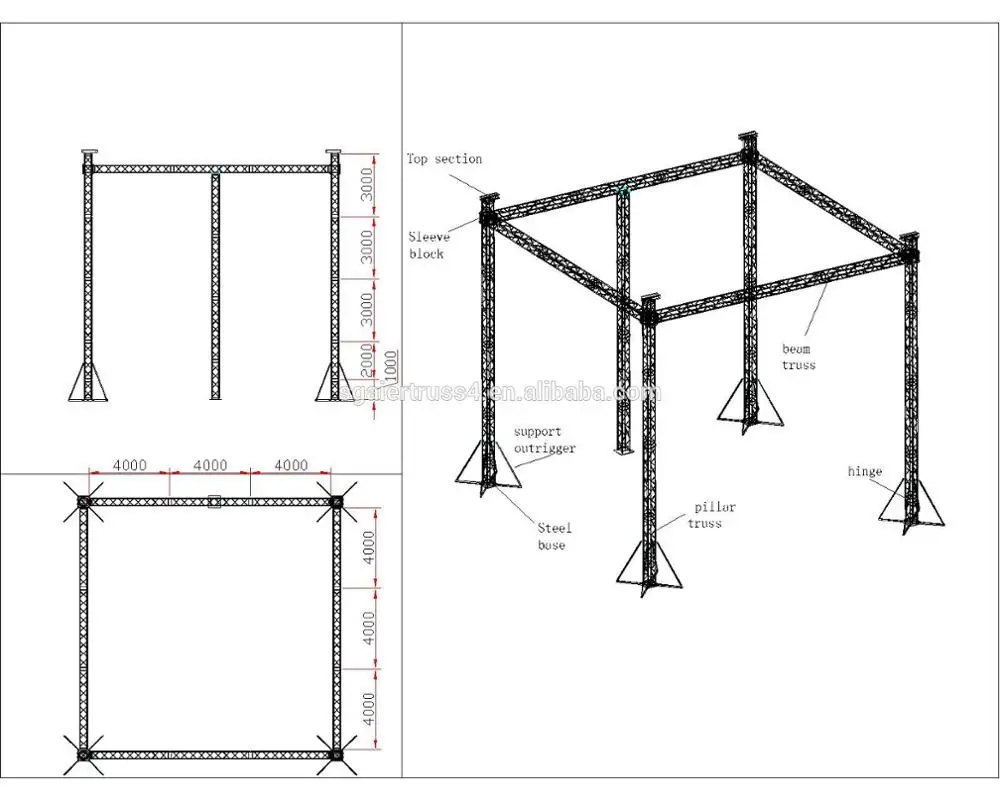 New outdoor stage roof truss aluminium alloy truss frame design