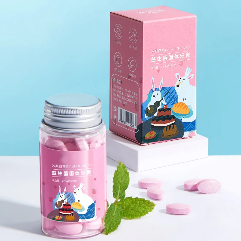 Natural Solid Chewable Toothpaste Pills  Vegan Teeth Whitening Toothpaste Tablets