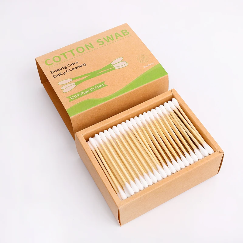 Custom logo reusable organic biodegradable bamboo sticks cotton ear buds