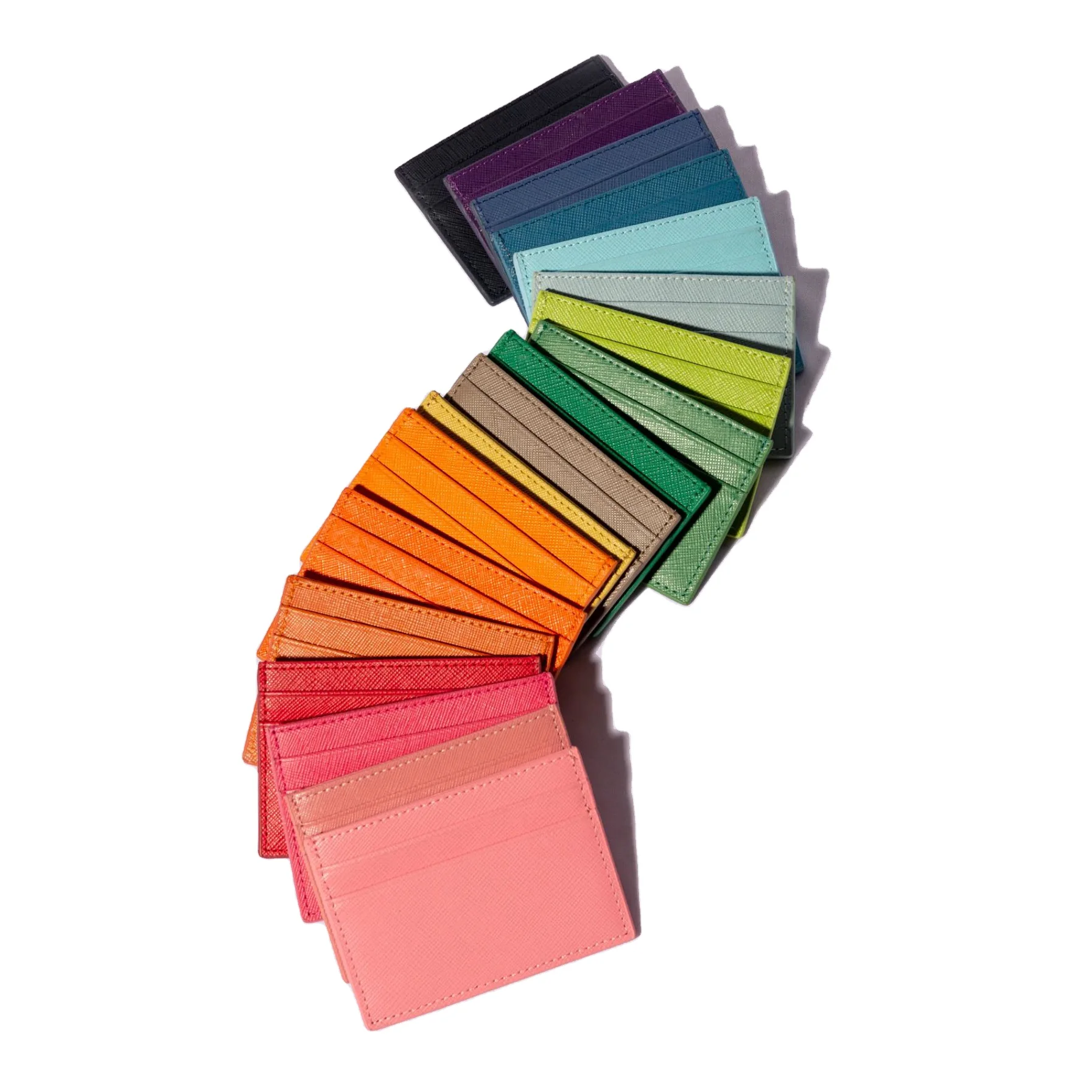 Factory Price Slim Fine Leather Card Holder Hot Sale Slim ID Credit Card Sleeve PU Saffiano Leather Credit Card Holder