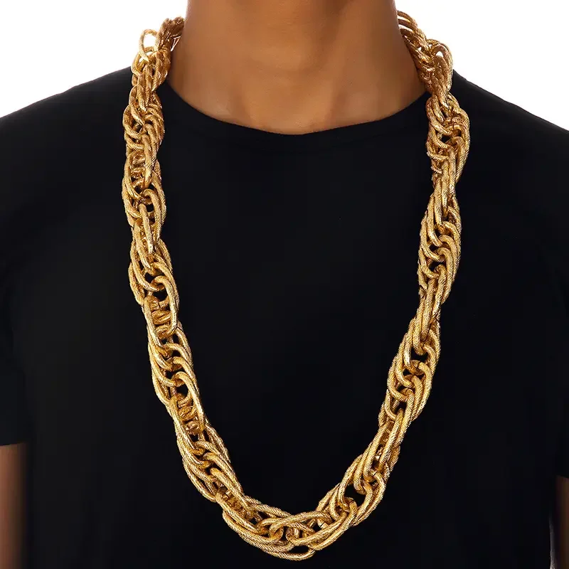 Super Thick Twist Chain Necklace Film Star Wearing Aluminium Hip Top Characteristic Trend Leader Necklace Cool Jewelry