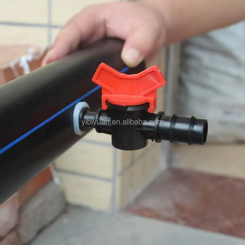 Agricultural pipe Plastic 16mm mini valve irrigation drip tape valve bypass fittings/coupling/connectors