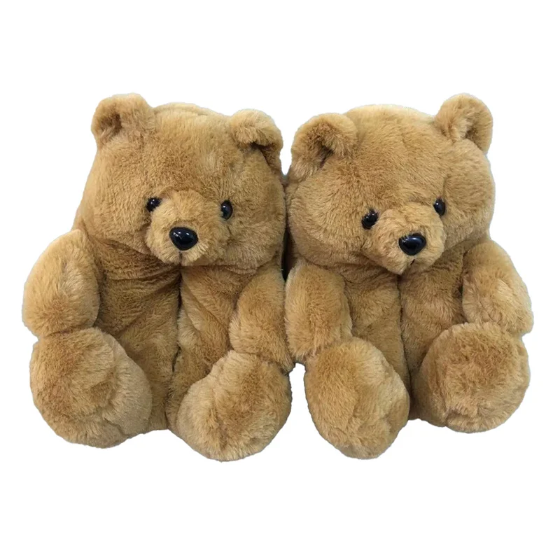 
Hot Sale Kids Teddy Bear Slippers Plush Faux Fur Multicolor Cute Teddy Bear Slippers For Women 