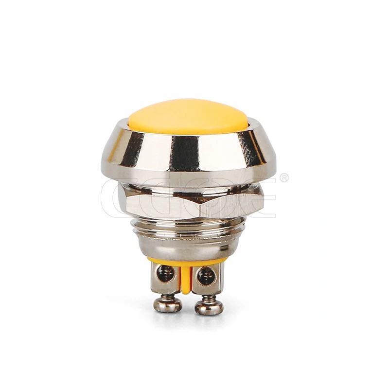 12mm Nickel plated brass Domed head Self recovery push switch button waterproof for Kitchen equipment