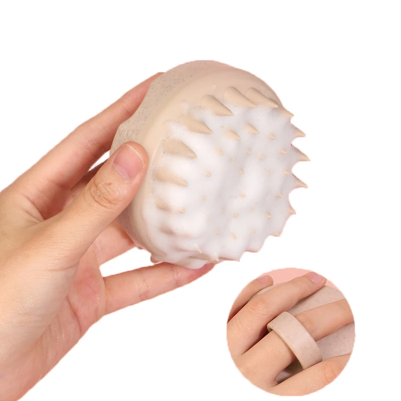 Handheld Eco-friendly Wheat Straw Soft Silicone Scalp Massage Shampoo Brush For Men Women Kid