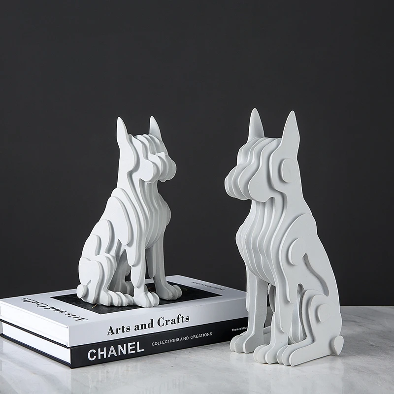 Best Quality Office Decoration Resin White Dog Figurines Decor Home Animal Statue