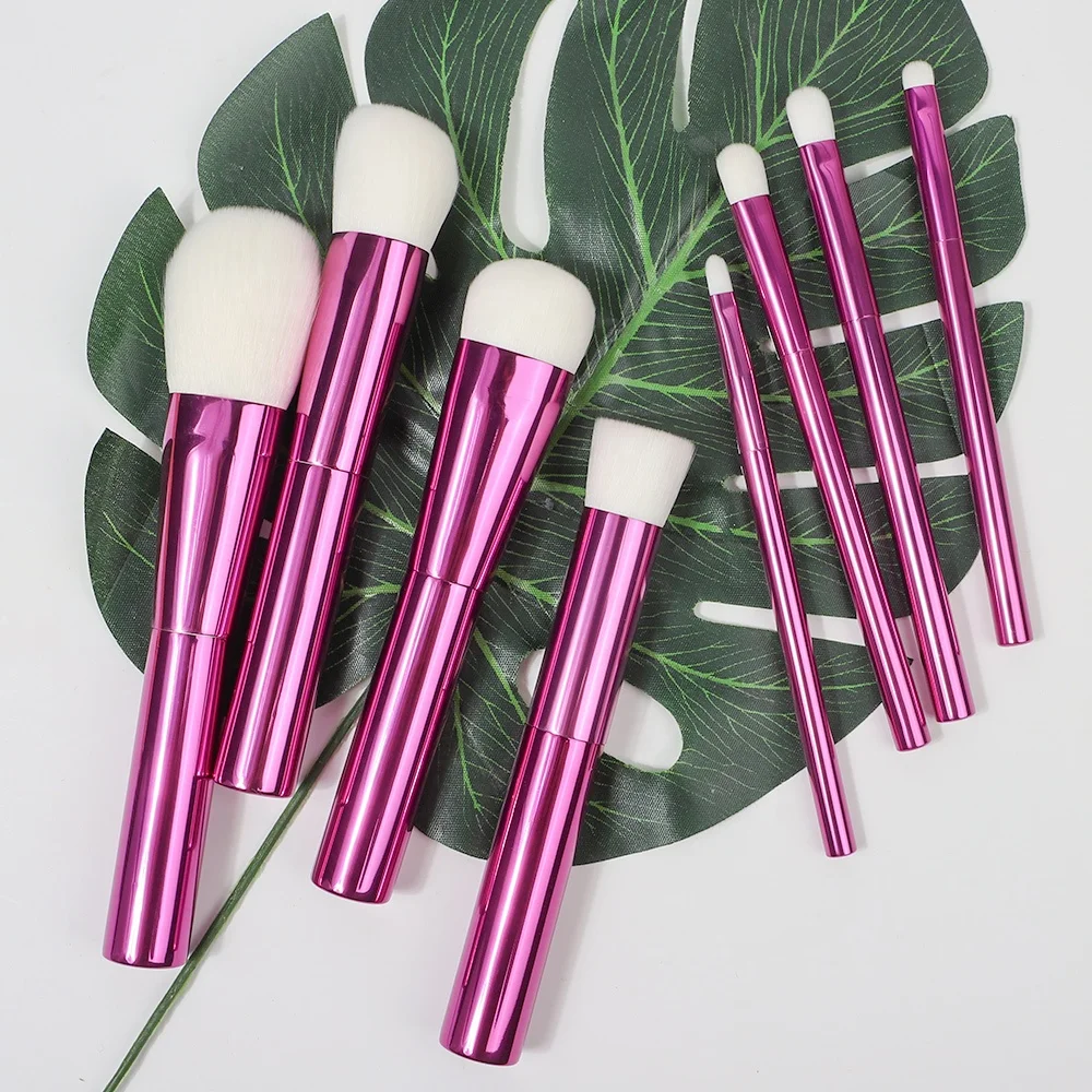 DIAS 8pcs Gold Aluminum Face Premium Synthetic Pink Vegan Private Label Luxury Makeup Brush Set Custom Logo