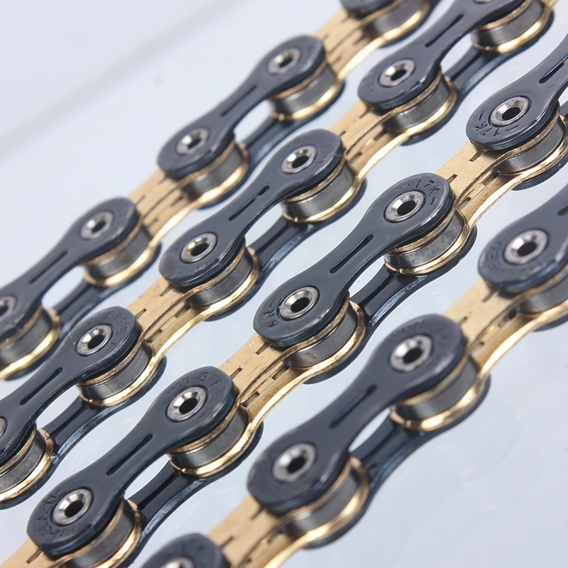 Taiwan manufacturer wholesale YBN bicycle chain 11S full hollow black gold 116L ultralight accessories