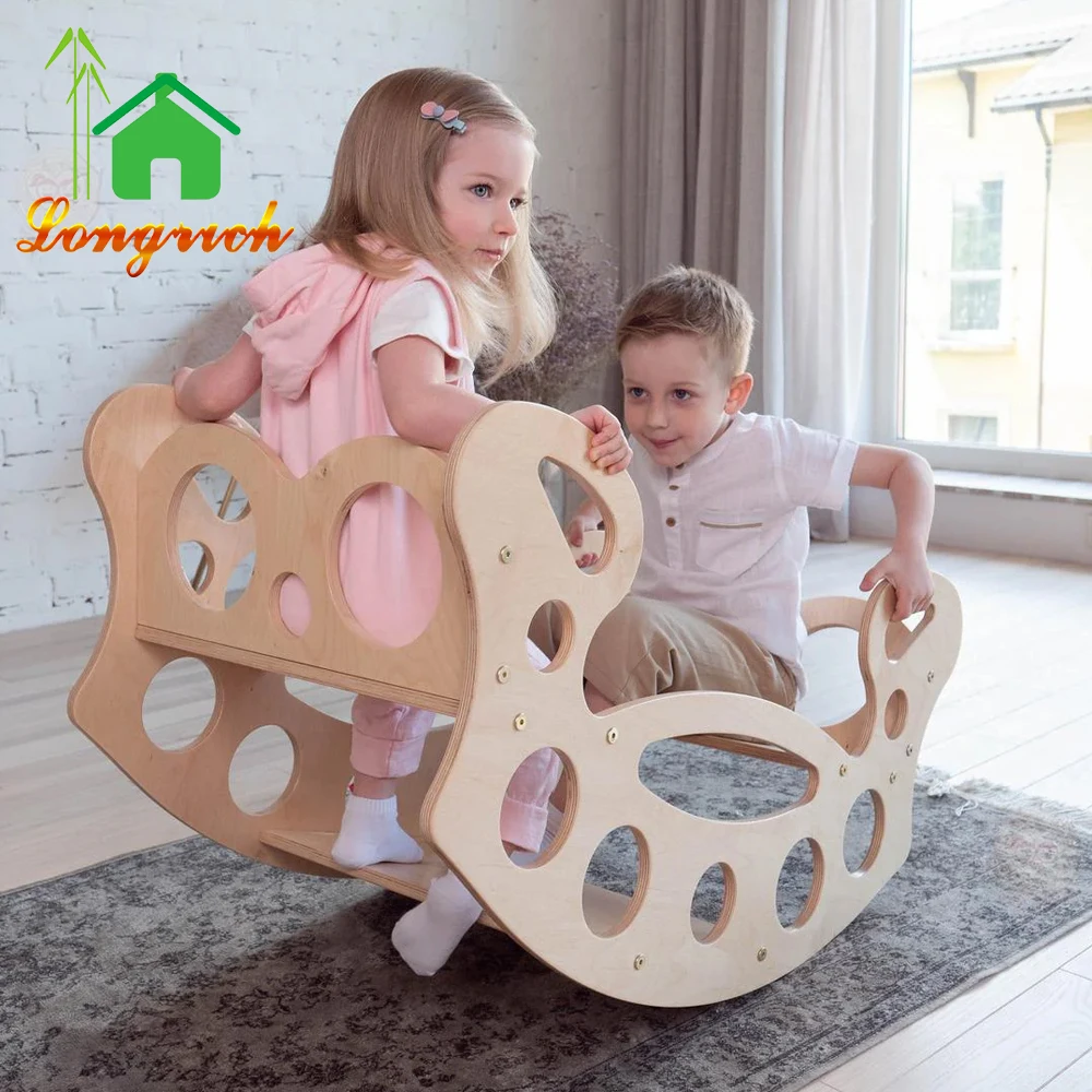 Wooden Rocking Chair Board multifunctional wooden piklers Arch Rocker Montessori Kids Toy arch rocker climbing arch for children