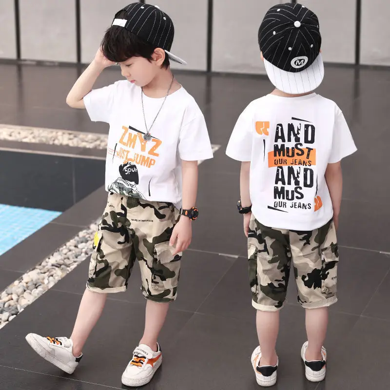 Summer Cheap Baby Boys Clothing Top+Shorts Jogge 5-9y Fashion Kids Clothes Children 2 Pcs Sets