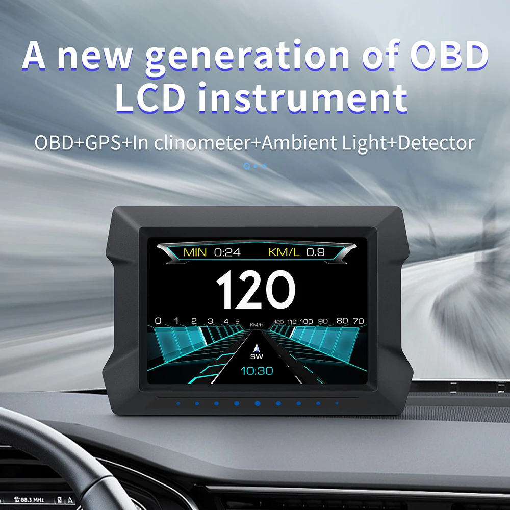 Совершенно новая версия P22 Car HUD OBD2 + GPS Счетчик наклона ЖК-дисплей hud с 12 видами языков проекционный