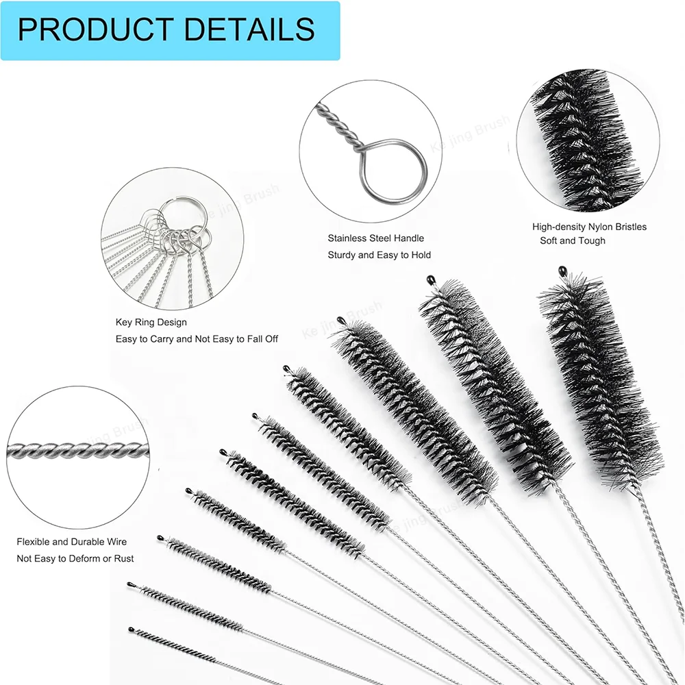 Flexible Tube Cleaning Spiral Wire Brush Water Small Large Extra Long Glass Pvc Pp Pipe Cleaner Cotton Brush Flexible Set
