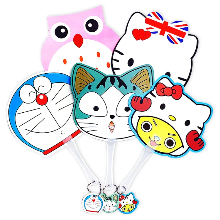 
Customized design logo cheap price circle round superstar pp plastic hand fan Rivet middle handle advertising fan 