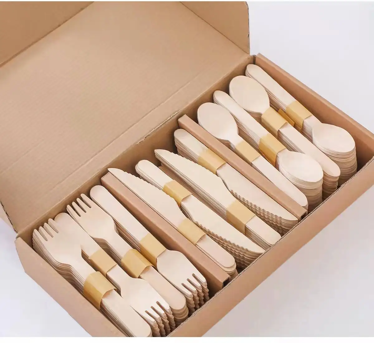 Disposable Biodegradable flatware Wholesale bamboo Spoon Cutlery Sets  Bamboo Knife Fork Spoon Cutlery Set