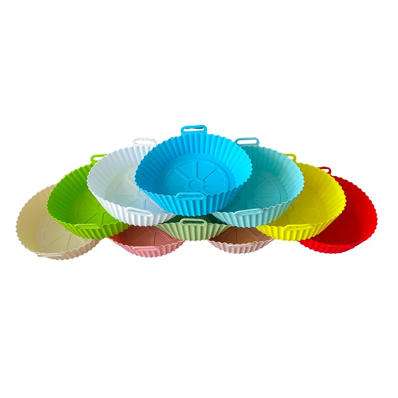 Wholesale Food Grade Silicone Air Fryer Basket Liners With Handles Dishwasher Safe Reusable Accessories