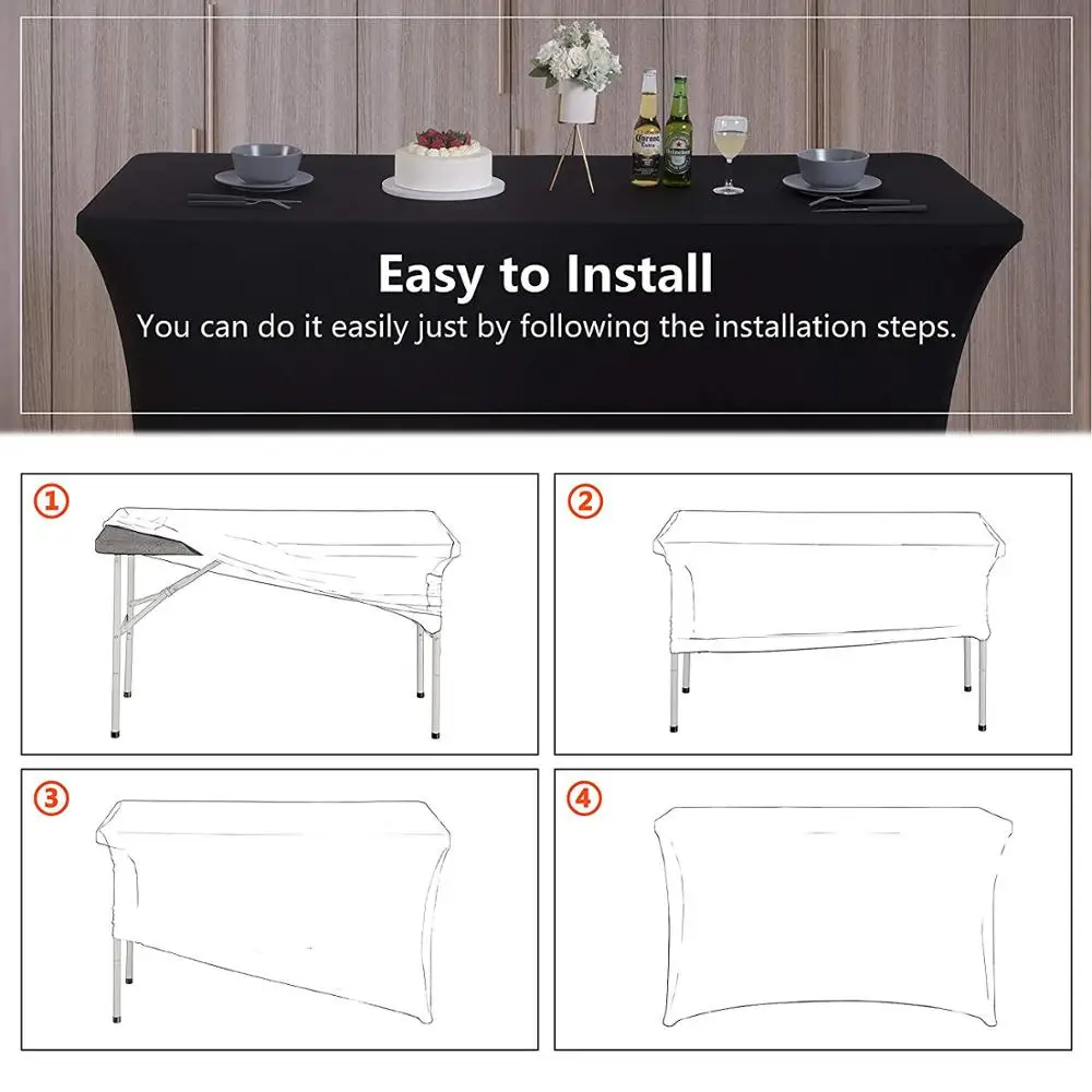 Rectangular Fitted Spandex Tablecloths Wedding Party Cocktail Stretch Table Covers
