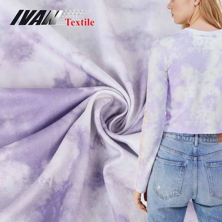 Новое поступление эластичная трикотажная двойная боковая кисть мягкая цифровая печать спандекс ткань DTY для платья