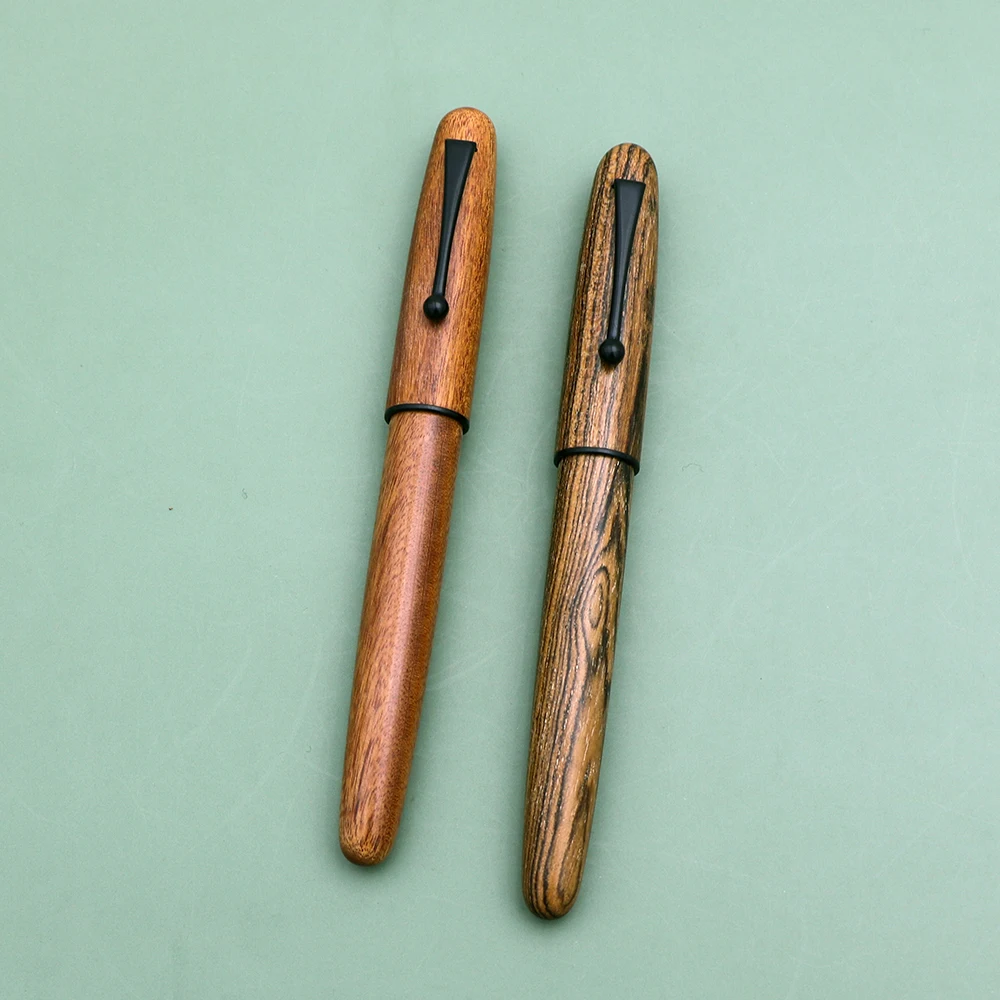 Wholesale Papeleria Calligraphy Fountain Pen Wood Grain Exquisite Black Clip wooden fountain pen with Medium E, EF nibs