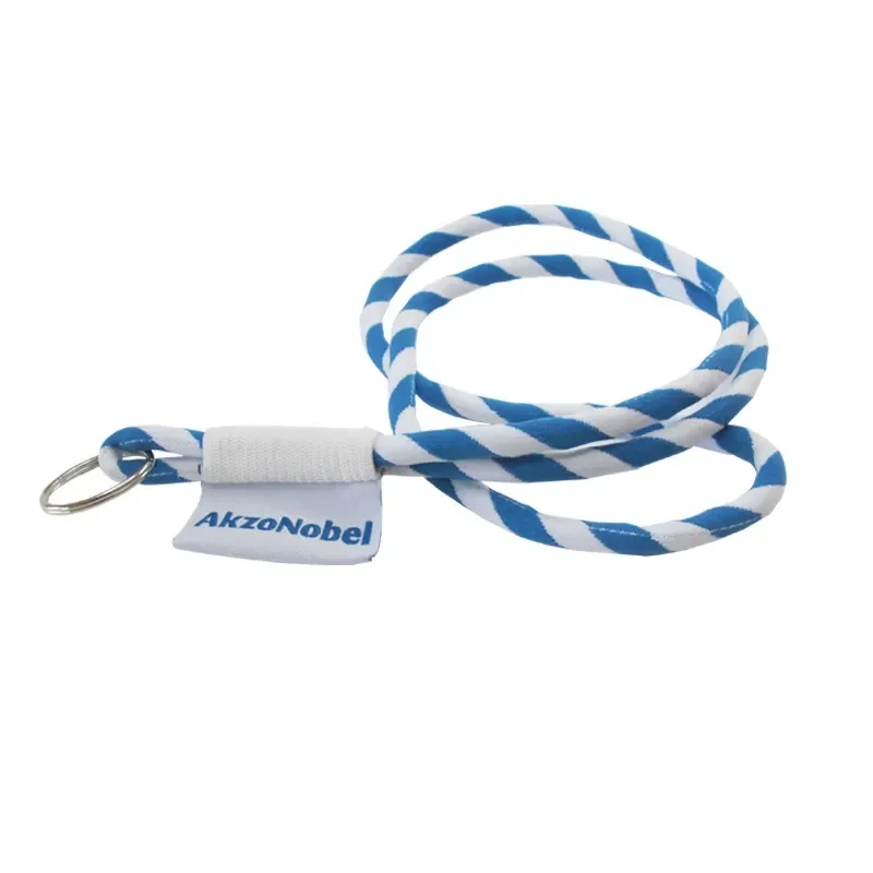Factory Wholesale Elastic Colorful Jacquard Woven Round Lanyard Custom Logo Neck Rope Lanyards
