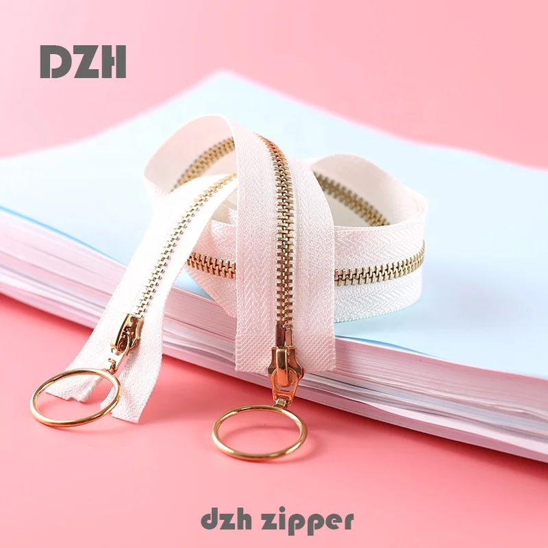 
3# 4# 5# 8# 10# auto lock Custom Gold White Black Long Chain Open End Close End copper brass Metal Zipper In ZIP For clothes 