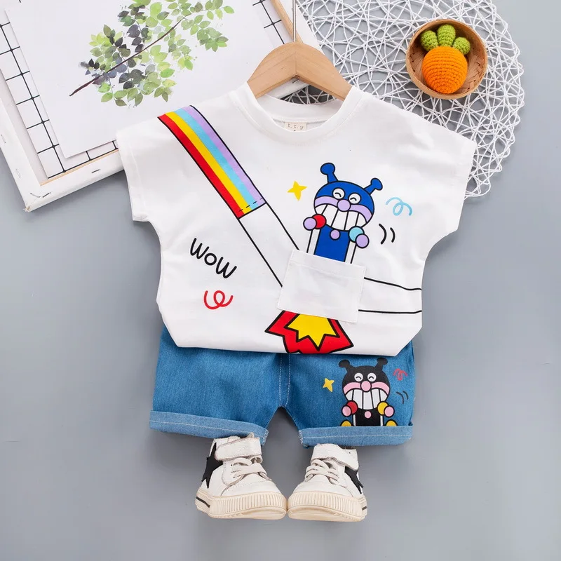 Hao Baby New Boy Cartoon Suit Short-Sleeved Summer Children Clothes Set Kid Two-Piece Clothing Set