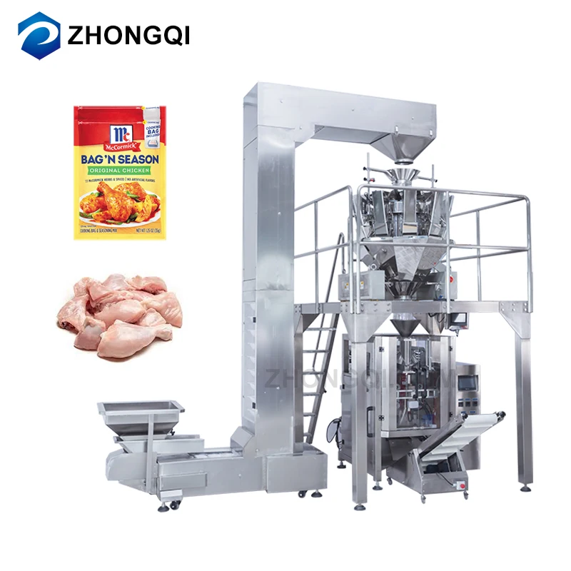 Automatic Vacuum Packaging Sachet Filling Fresh Shrimp Fish Seafood Chicken Feet Paw Meat Frozen Food Packaging Machine for 1kg