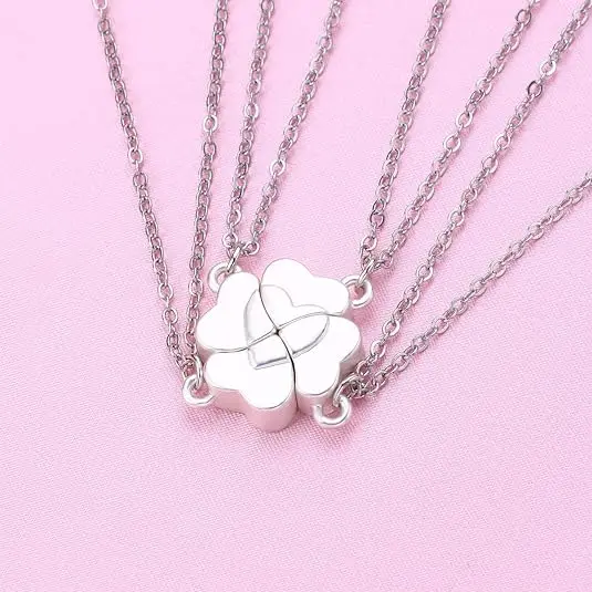 Women Trendy Jewelry 2025 Friendship 4Best Friend 4 Bff Silver Clover Metal Alloy Necklaces for 4 Girls