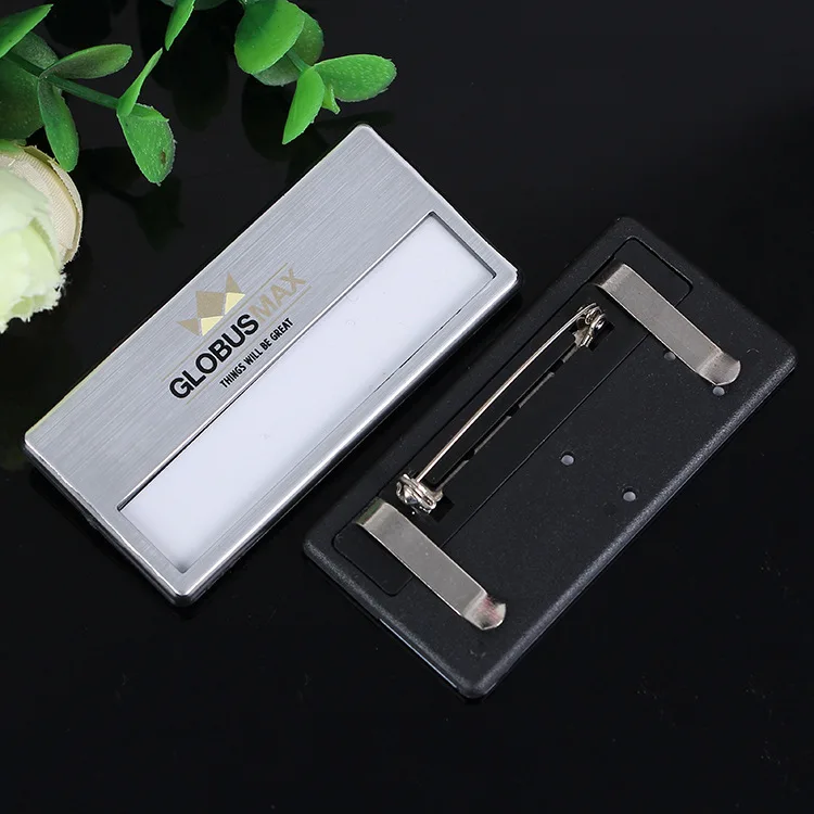 China factory price custom nametag fancy logo gold plated stainless steel name badge metal magnetic name badge custom name tag