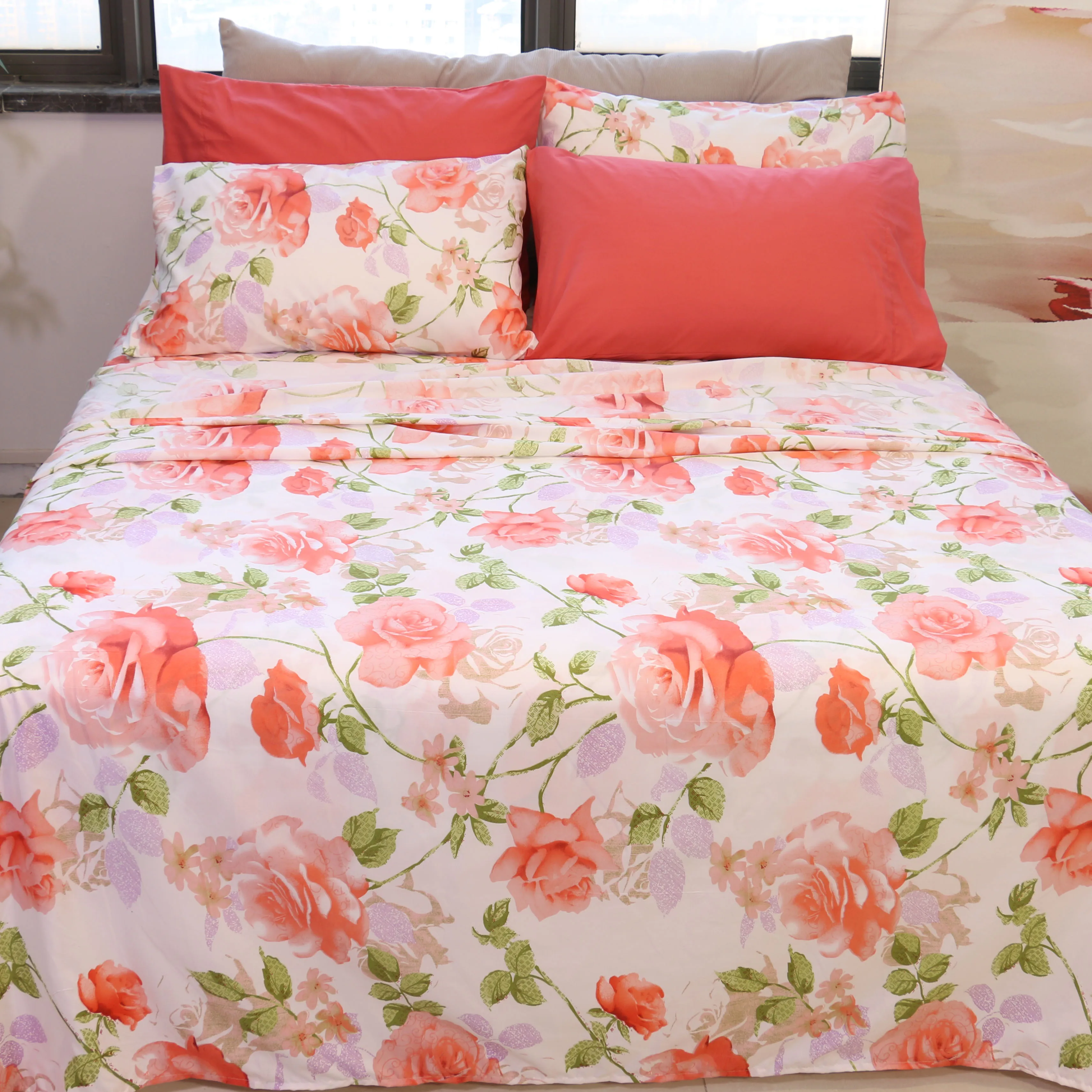 100% polyester Soft Brushed 90gsm Microfiber Extra Deep Pocket Pleated Sheet Se 6pc bedsheet set  king size