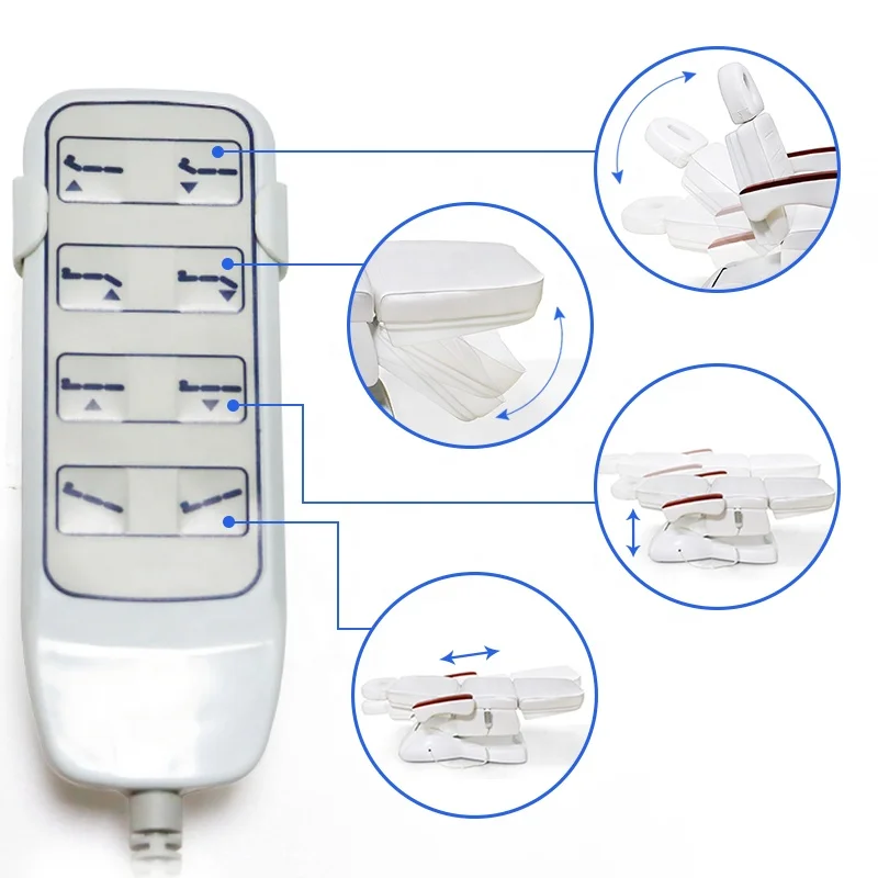 Electric Spa Facial Lash Tattoo Aesthetic Bed Wooden Armrest Massage Treatment Chair 3/4 Motor White Beauty Bed