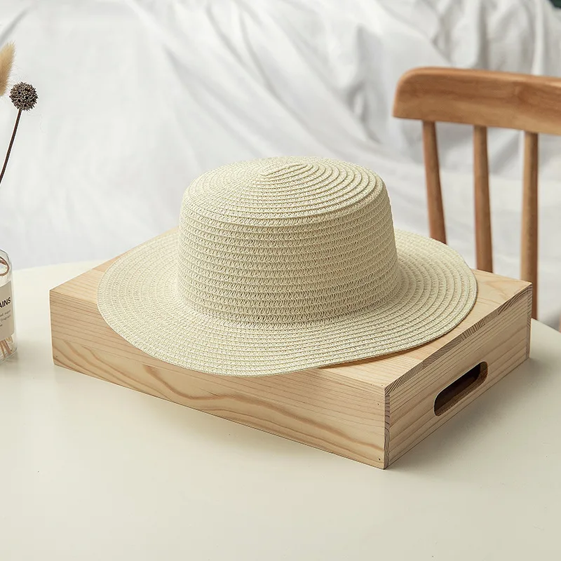 2022 Fashion Straw Boater Flat Top Straw Hat Natural Paper Boater Hat custom color decoration straw hats