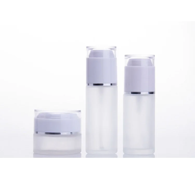 Luxury Skincare Packaging Empty Round 30ml 50ml 100ml Cream Cosmetic Glass Jar Toner Pump Lotion Bottle