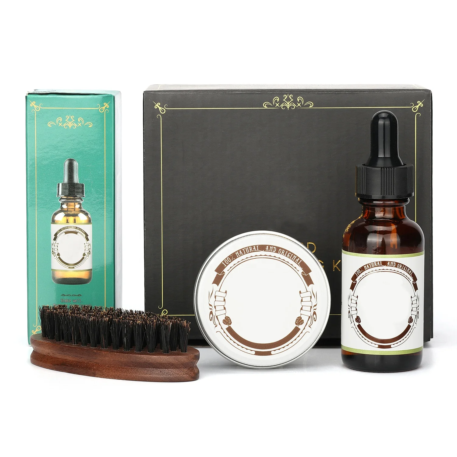Creative Oem Customized black comb with beard oil for men Beard grooming kit