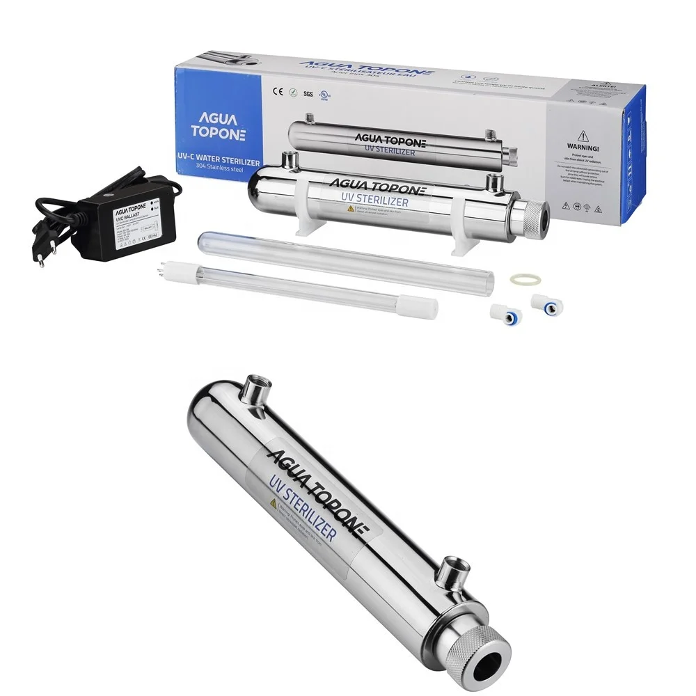 УФ-лампа 304SS из нержавеющей стали, 6 Вт, 0,5 галлона/мин, 24 В, УФ-стерилизатор воды
