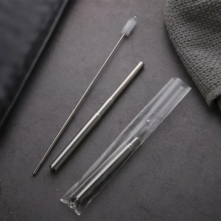 
Reusable Travel Cutlery Set Stainless Steel Straw Cleaning Brush 