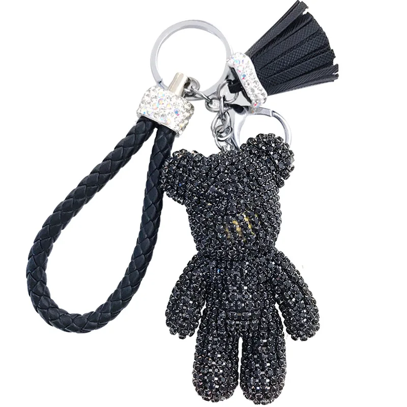 Wholesale High Quality Tassel New Crystal Big Bear Keychain for Girl Women (KC104C)