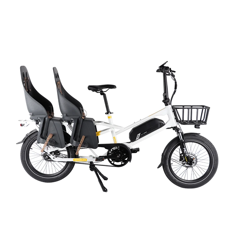 Babe Seats Bike Long Tail with BF 48v 350w Mid Motor 3 Seats for Family cargo electric bicycle