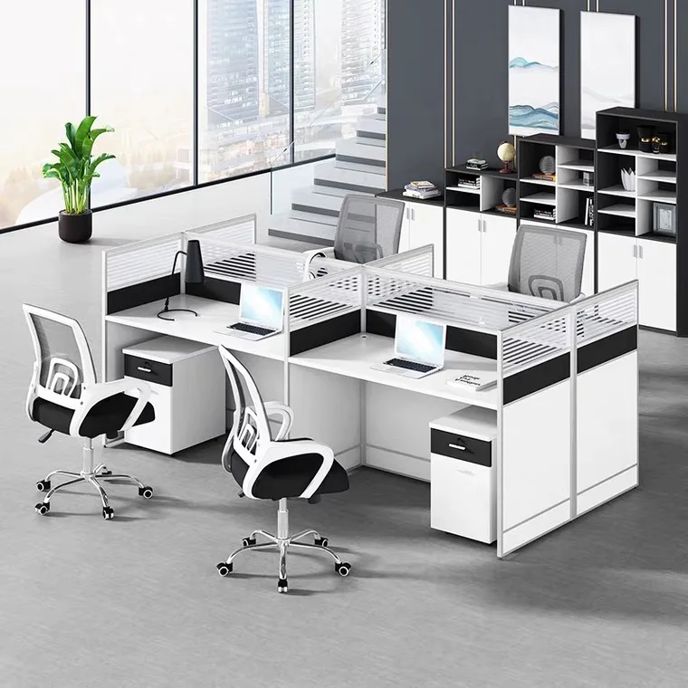 Modern Aluminum Frame Modular 4 Seater Workstation Desk Furniture Call Centre Cubicle Staff Workstation Desk
