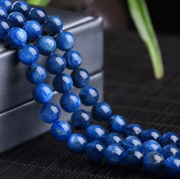 Natural kyanite loose beads round beads DIY jewelry accessories semi-finished products factory direct sales