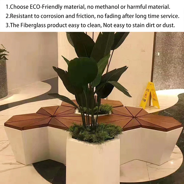 Polygon chair with flower pot Public 3-seater airport waiting chair for shopping mall/garden furniture