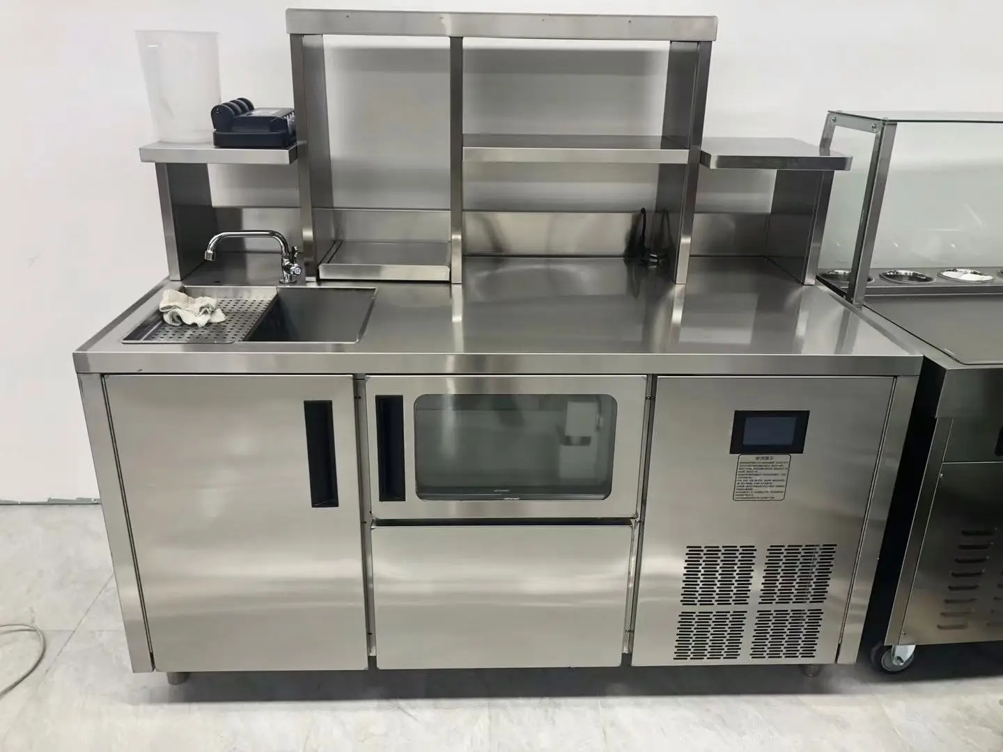 customize station drink boba working table shop stainless steel milk bubble tea bar design counter display stand tea beverage