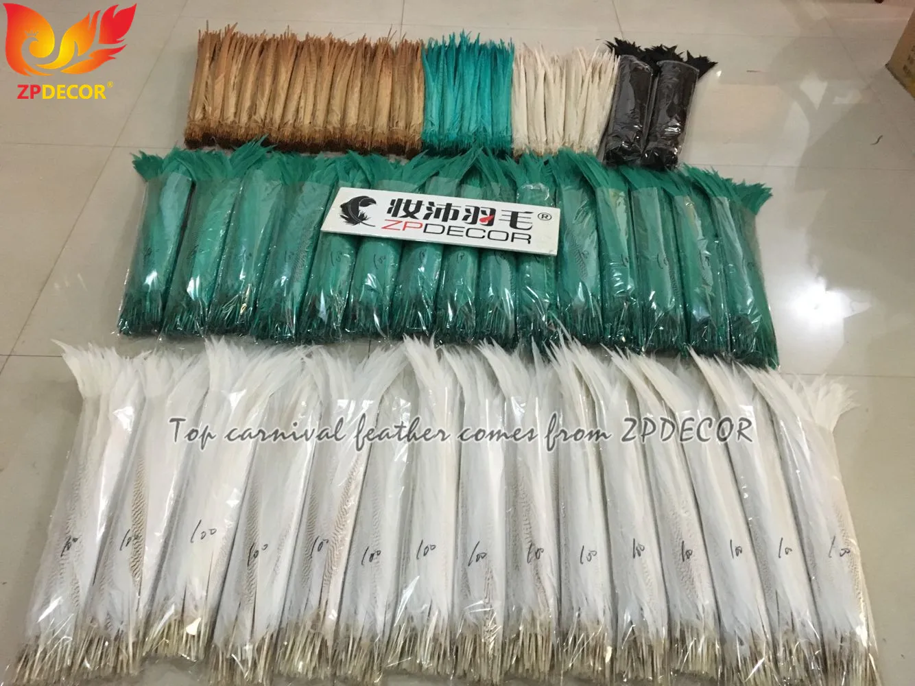Real Shipping to Customer from ZPDECOR Wholesale Long Dyed Silver Pheasant Tail Feather for Carnival Costumes