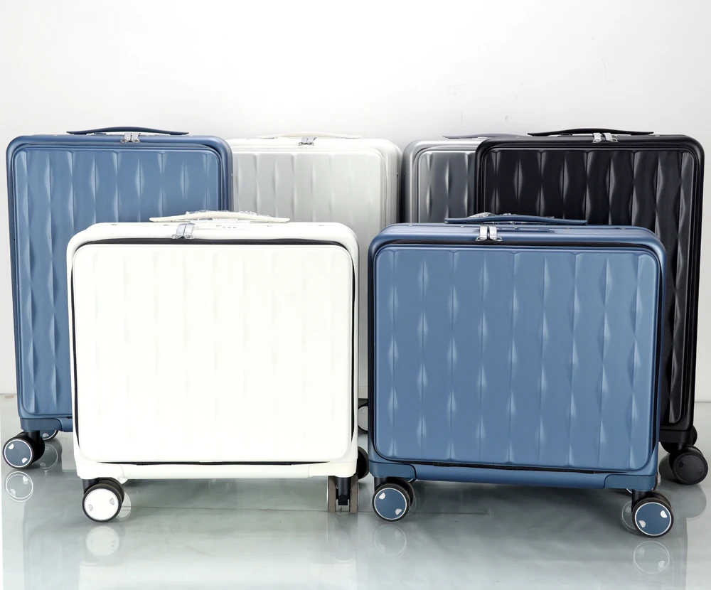 18 Inch Front Open Boarding Suitcase With TSA Lock Aluminum Alloy Trolley