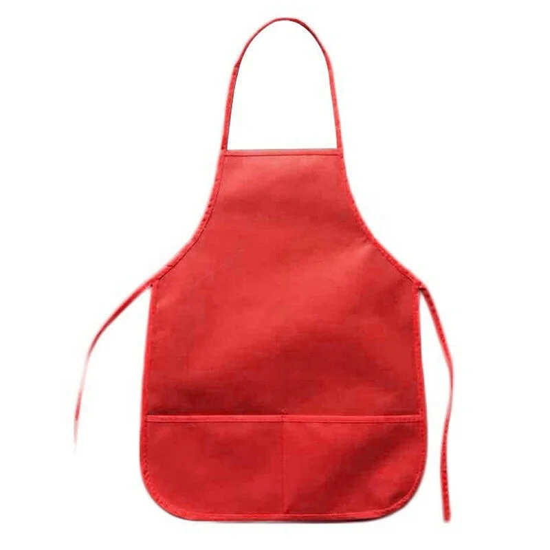 Custom LOGO Kids Disposable Aprons Fabric Non-Woven Biodegradable Bib and Kitchen Waist Sleeveless Style for Painting Drawing