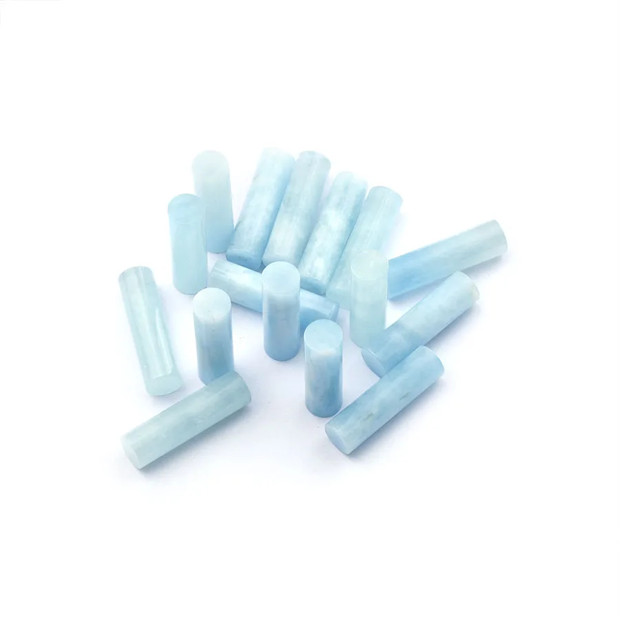 Natural Aquamarine Loose Designer Gemstone Wholesale Cylinder Cut Jewelry Making Supply