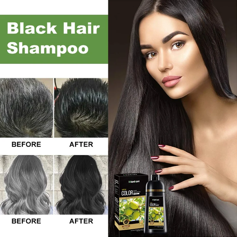 OEM Organic Natural Liquid no side effect black hair dye shampoo color change organic natural grey hair coloring shampoo dye