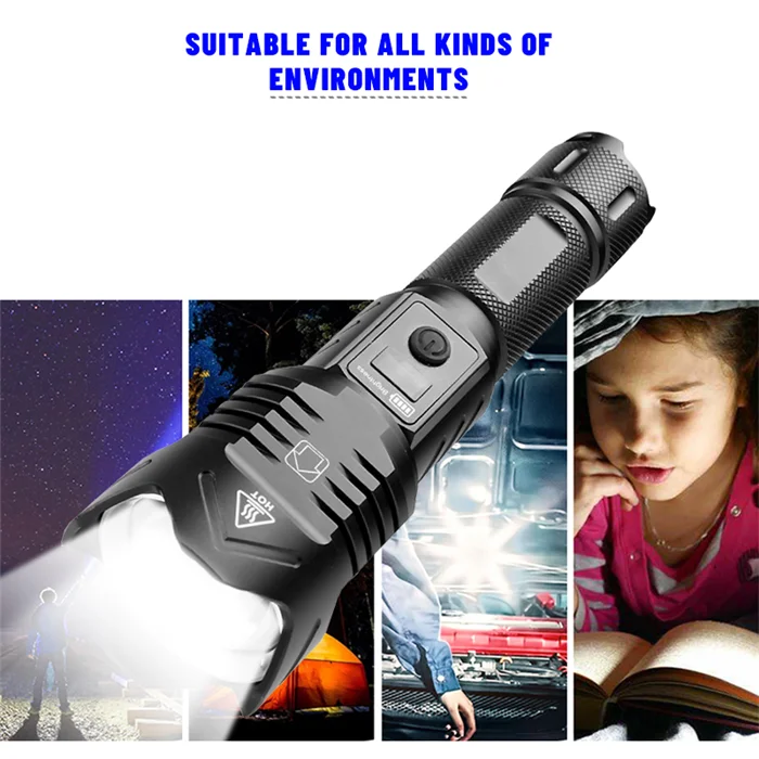 XHP90 LED High Power Flashlight 1800LM USB Rechargeable Zoomable Led Torch Waterproof Camping Hunting Self-defense Torch 18650