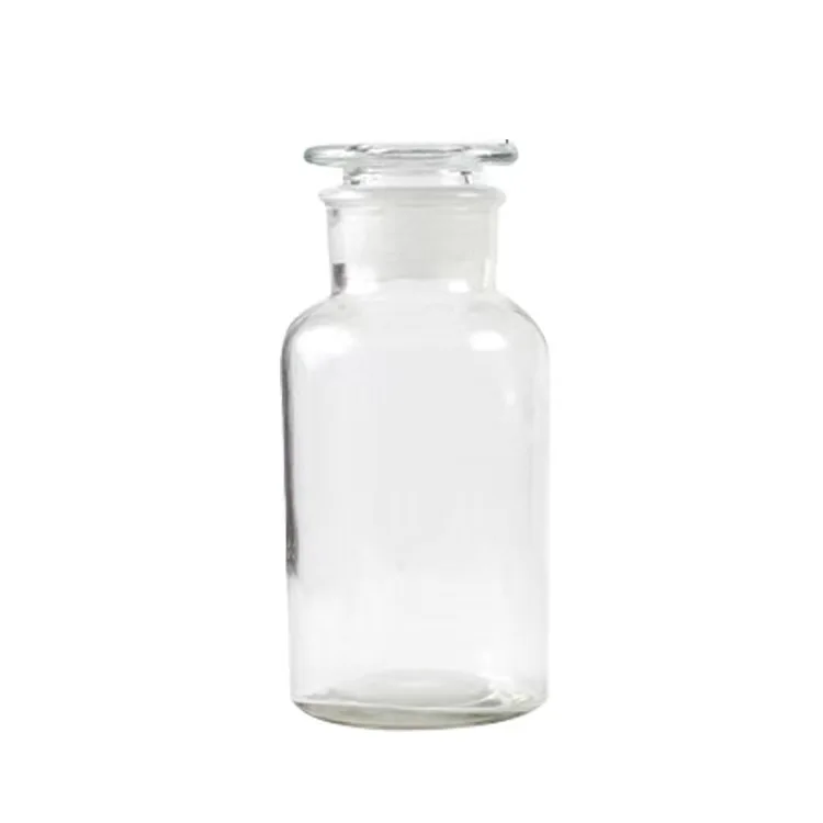 Empty 125ml 250ml 500ml clear laboratory glass bottle jar chemical with stopper
