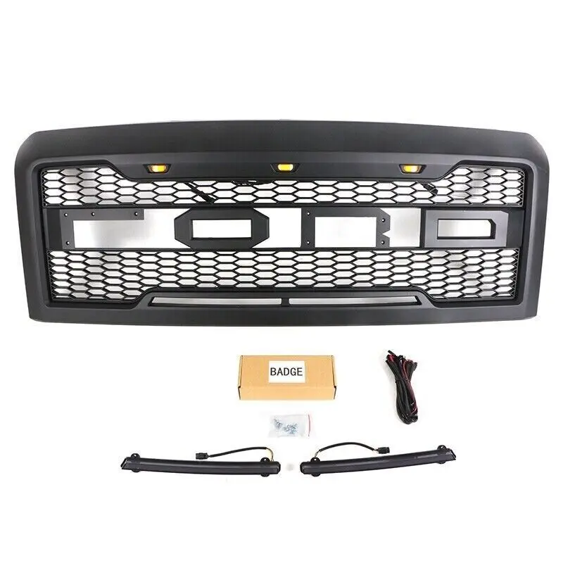 Cargo Truck Car Grille W/LEDs Raptor Style Grills For Ford Ecoline E150 E250 E350 2008-2013 Front Grill With LED Bar